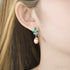 Sterling Silver Pearl Drop Emerald Leaf Earring Athena