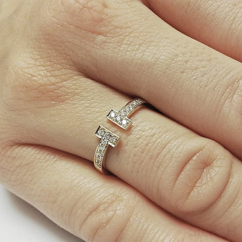 T Open Moissanite 925 Sterling Silver Ring Dia