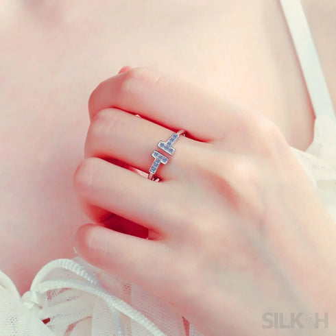 T Open Moissanite 925 Sterling Silver Ring Dia