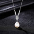 Teardrop Sterling Silver Natural Pearl Necklace Gia