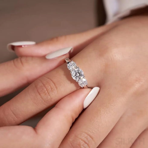 Three Stone Moissanite Pandora Promise Ring Ema