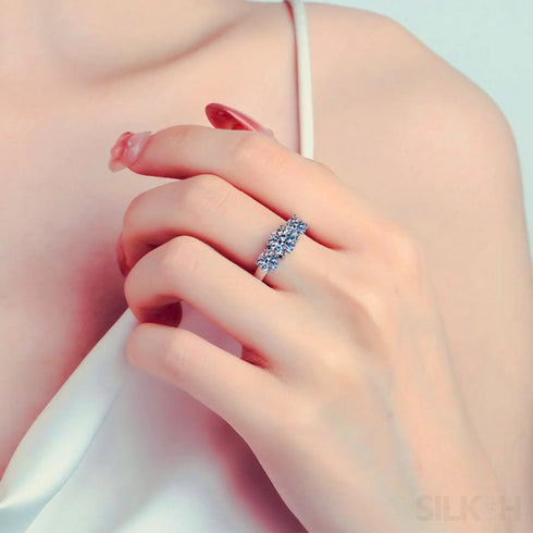 Three Stone Moissanite Pandora Promise Ring Ema