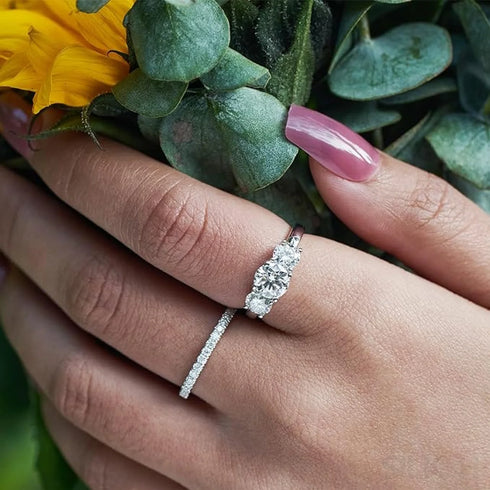 Three Stone Moissanite Pandora Promise Ring Ema