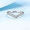 V-shaped Moissanite 925 Sterling Silver Curved Wedding Band