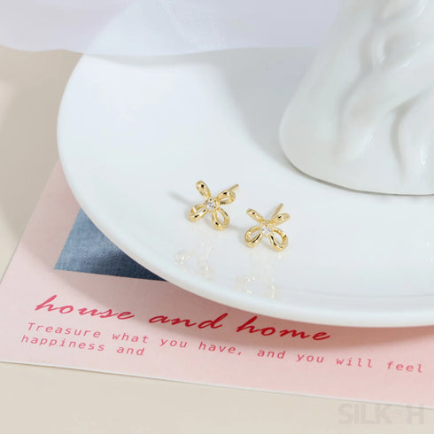 Zircon Inlaid 18k Gold Plated Sterling Silver Minimalist