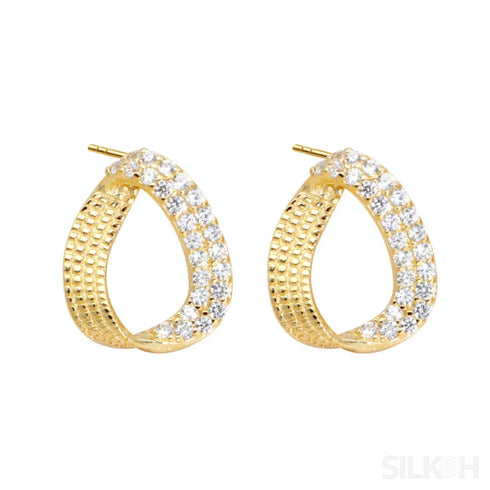 Zircon Inlaid 18k Gold Plated Sterling Silver Minimalist