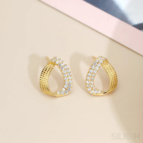 Zircon Inlaid 18k Gold Plated Sterling Silver Minimalist